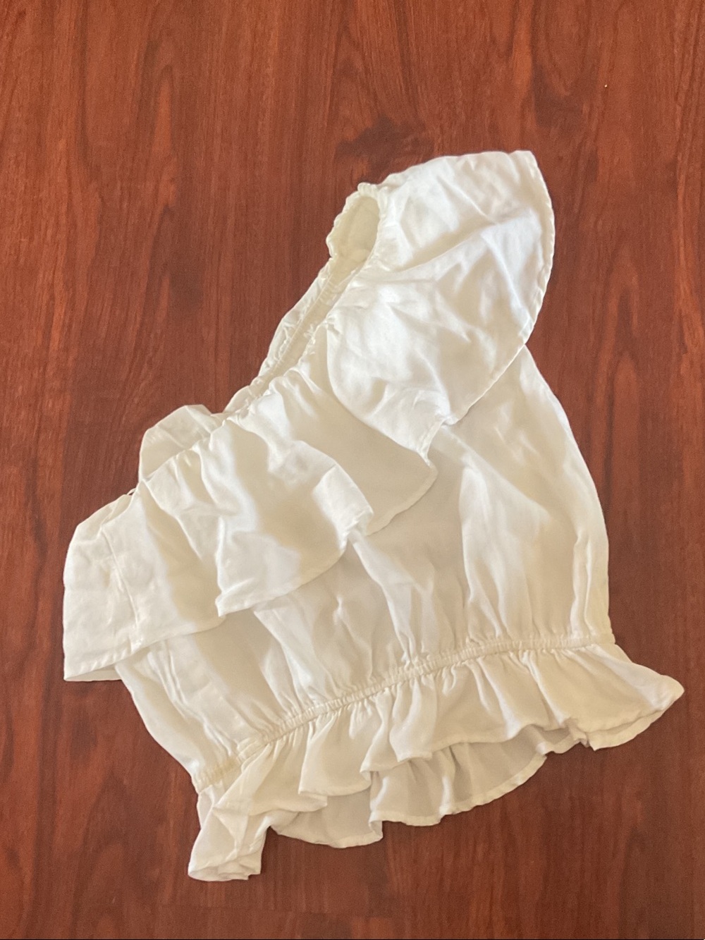 Japna White One-Shoulder Ruffle Crop Top size medium